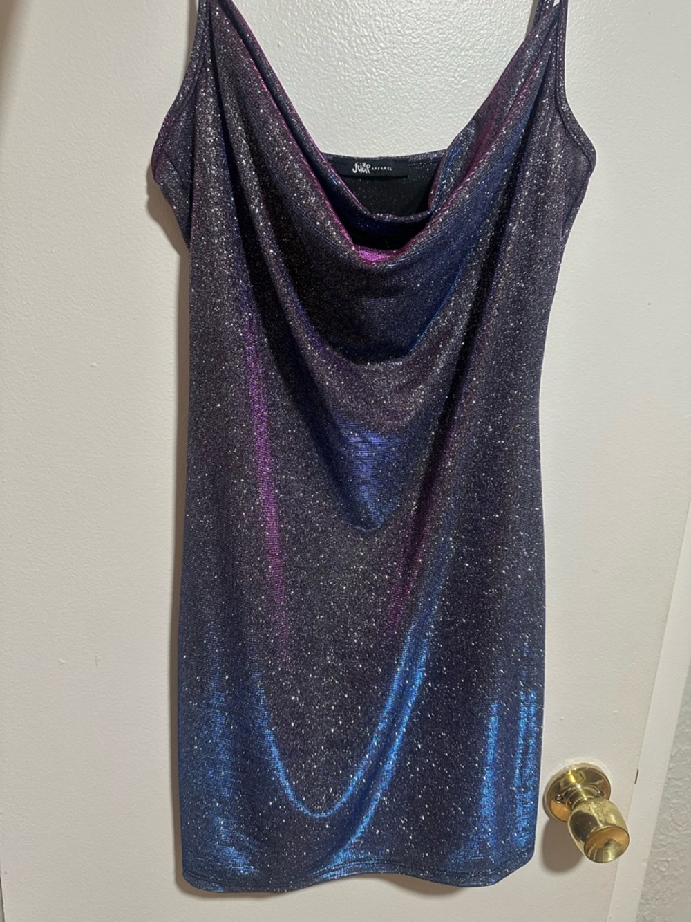 Jump Iridescent Black Mini Dress with Blue & Purple Sheen